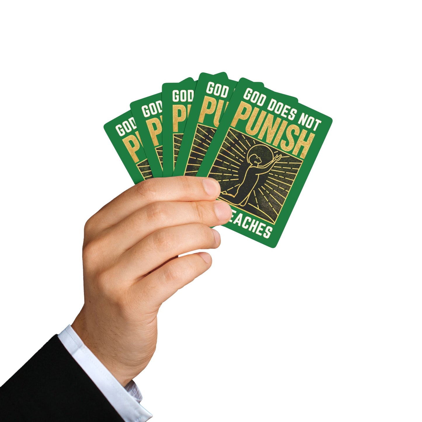 "God Does Not Punish - God Teaches" #03, Christian Playing Cards (Patrick Leaf Green)