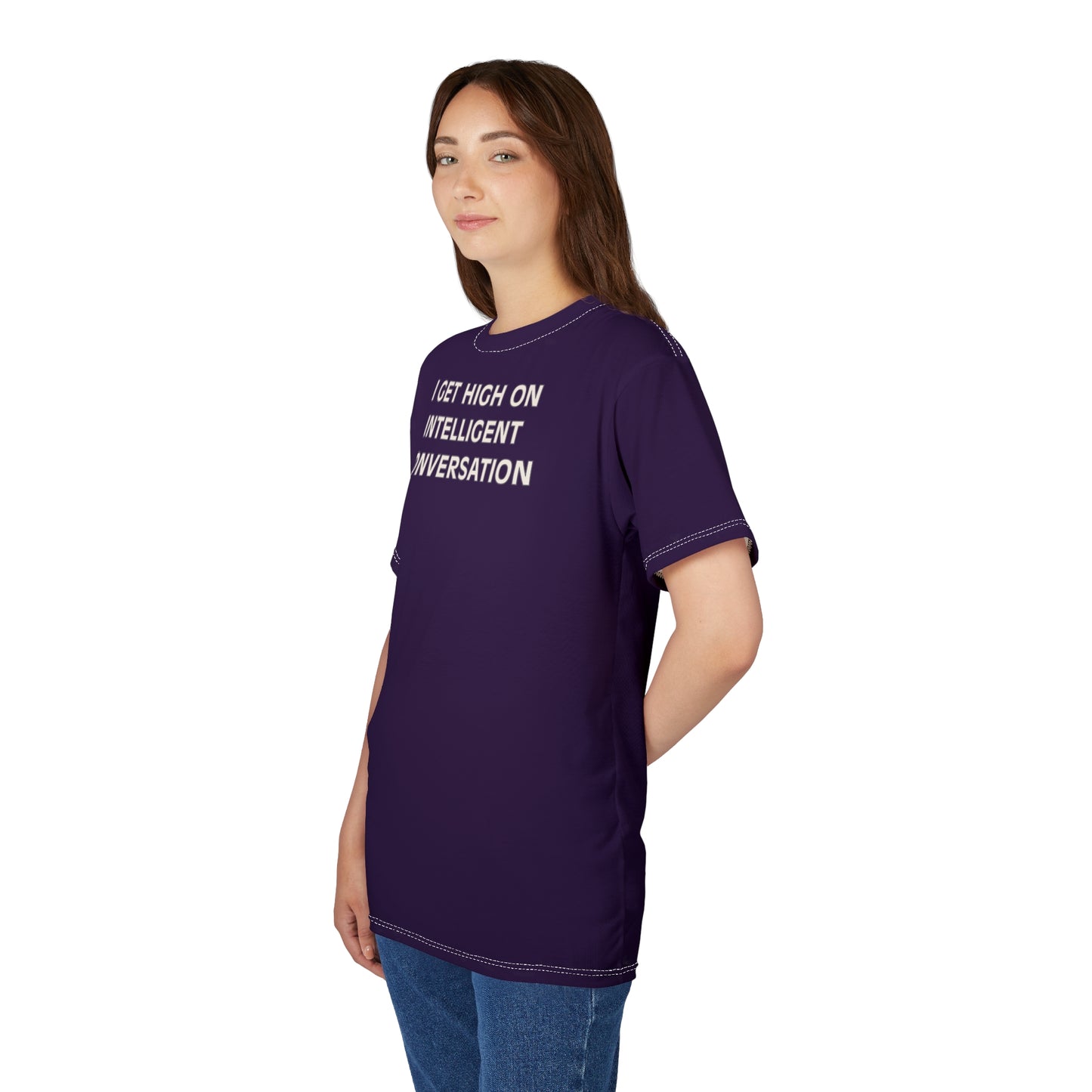 "Intelligent Conversation", Unisex T-shirt (Academic Purple)