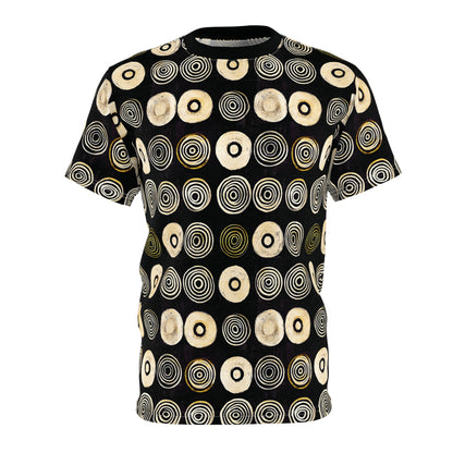 "Punk Polka", Wearable Pattern Art Unisex Tee (Plain Black Collar)