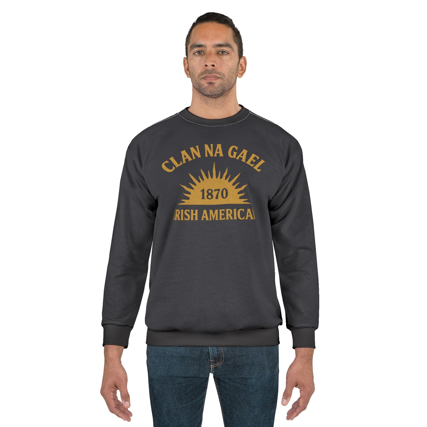 "Clan na Gael - Irish American", Unisex Sweatshirt (Black Denim)
