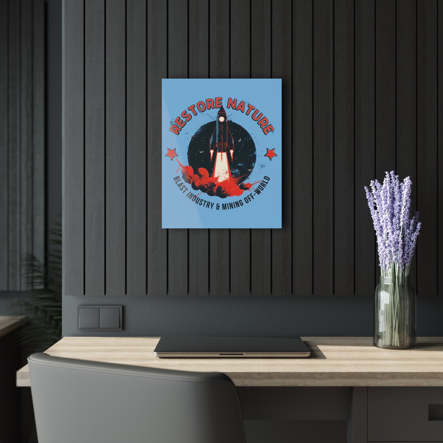 "Restore Nature", Acrylic Wall Prints (French Cleat Hanging) (Sky Blue)