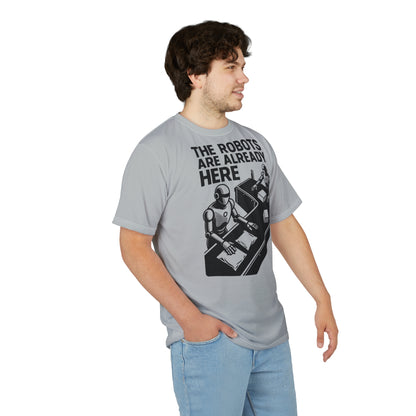 "The Robots Are Already Here", Graphic Art Unisex T-Shirt (Zero Gravity Grey)