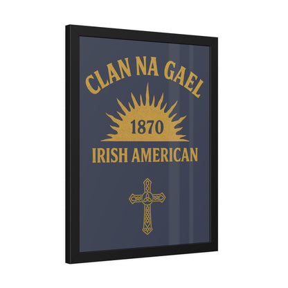 "Clan na Gael - Irish American", Framed Paper Poster (Blue Burka Grey)
