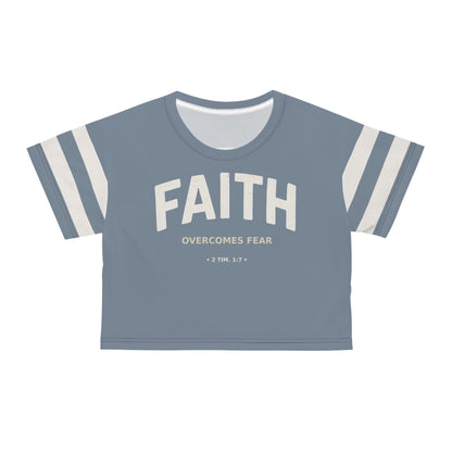 "Faith Overcomes Fear", Crop Tee (Atlantic Grey)