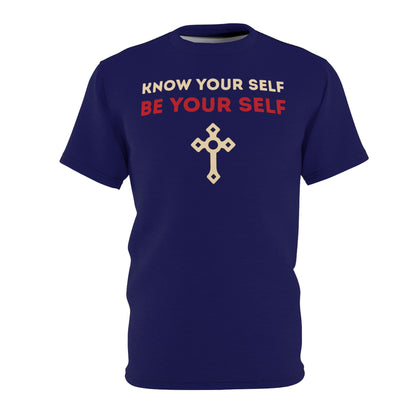 "Know Your Self", Unisex T-shirt (Obsidian Blue)