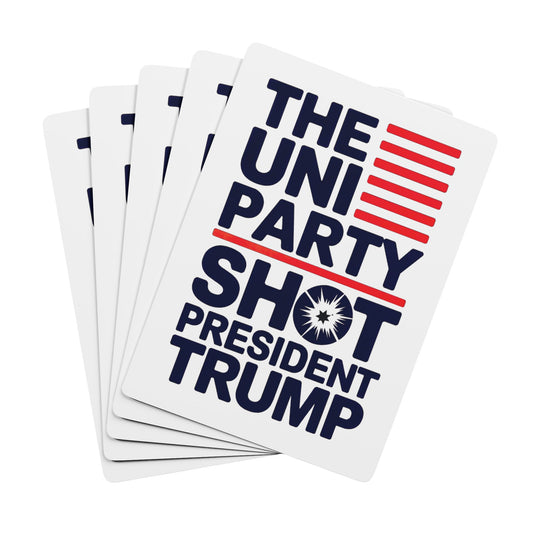 "The Uniparty Shot President Trump" #01, Political Playing Cards (Linen White)