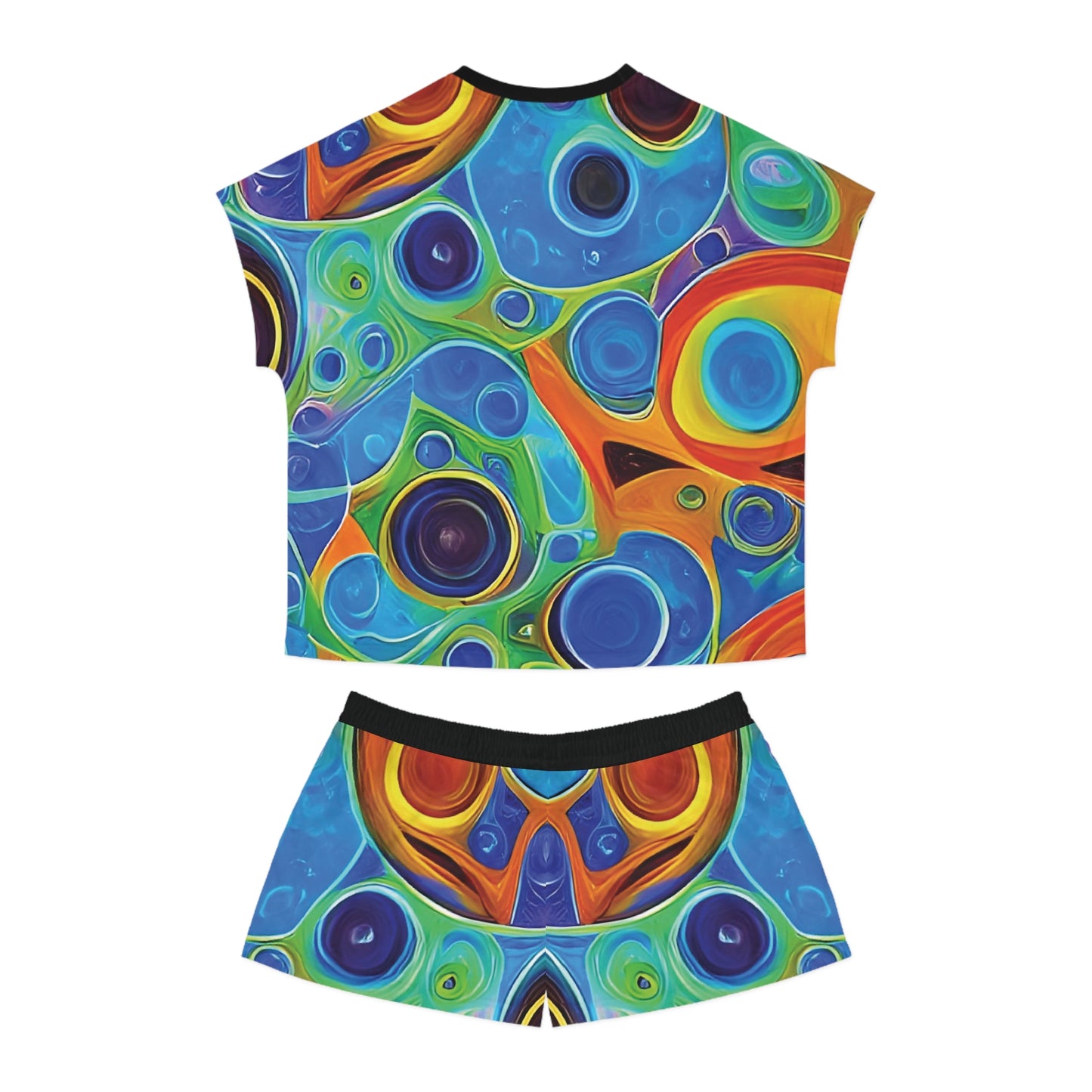 "Primordial Soup", Fine Art Women's Short Pajama Set (Black Collar)