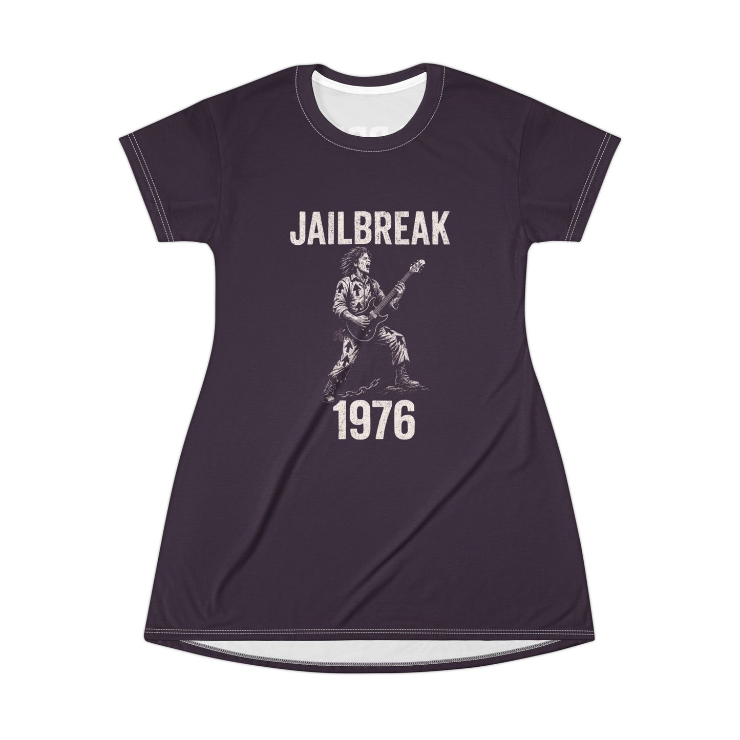 "Jailbreak 1976", T-Shirt Dress (Plum Velvet)