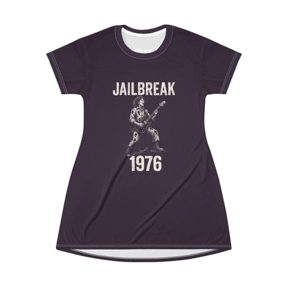 "Jailbreak 1976", T-Shirt Dress (Plum Velvet)