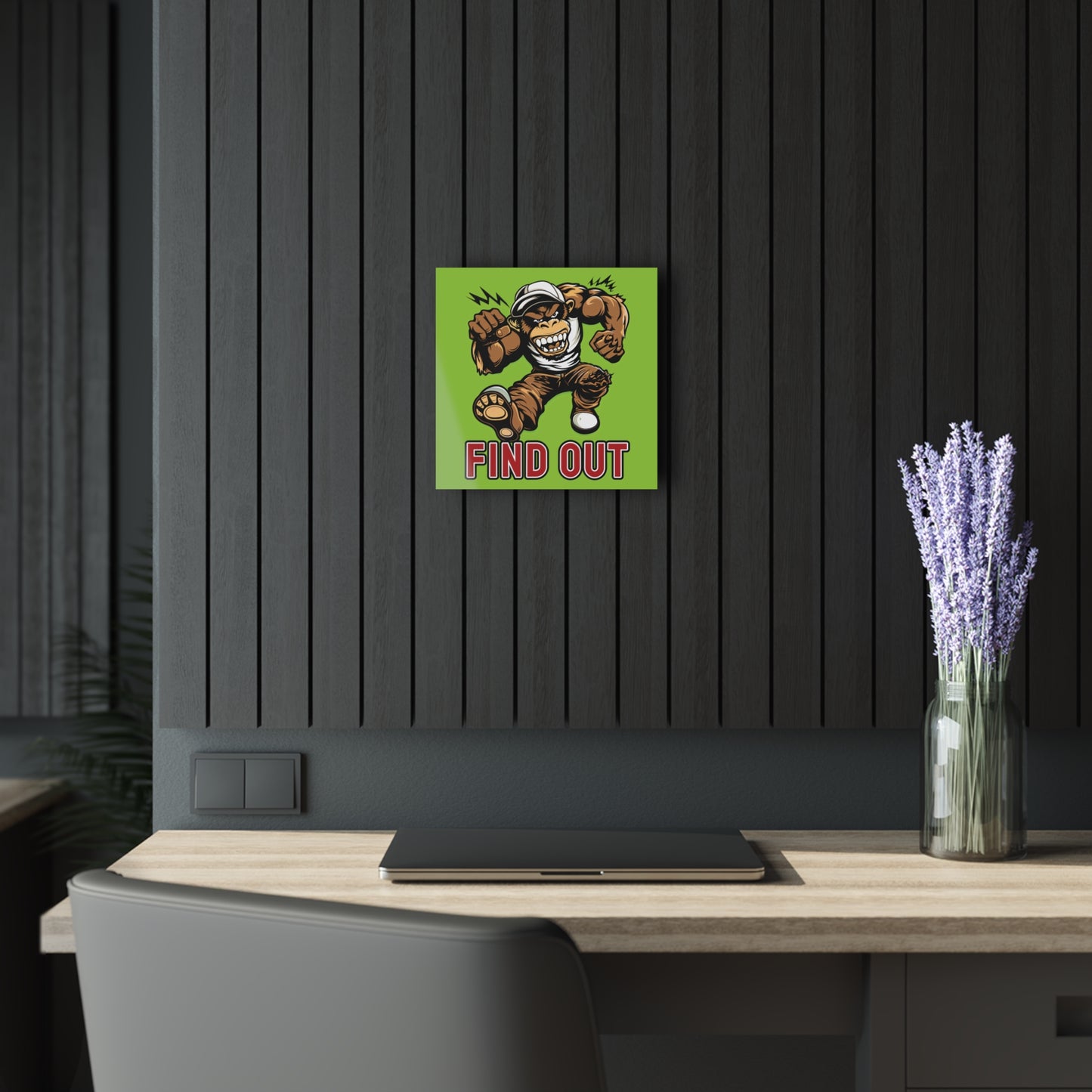 "Find Out", Acrylic Wall Prints (French Cleat Hanging) (Chartreuse Green)