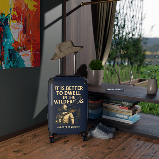 "Proverbs 21:19 (KJV), Suitcases (Dark Cambridge Blue)
