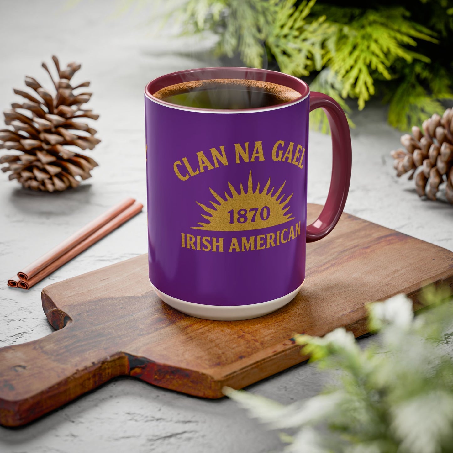 "Clan na Gael - Irish American", Colorful Mugs (11oz, 15oz) (Vesper Violet)