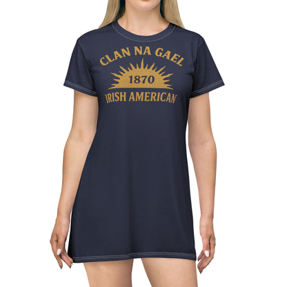 "Clan na Gael - Irish American", T-Shirt Dress (Mariana Blue)