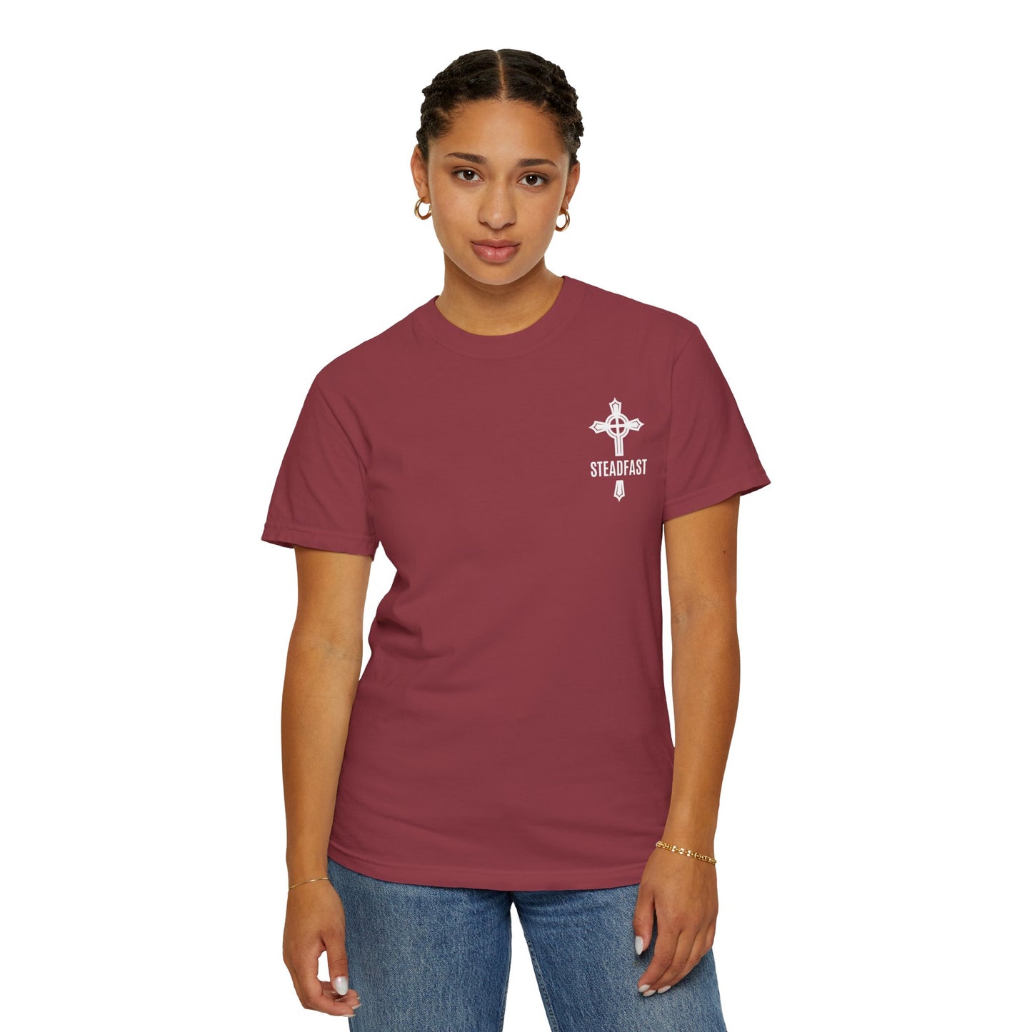 "Steadfast Cross in White", Unisex T-shirt
