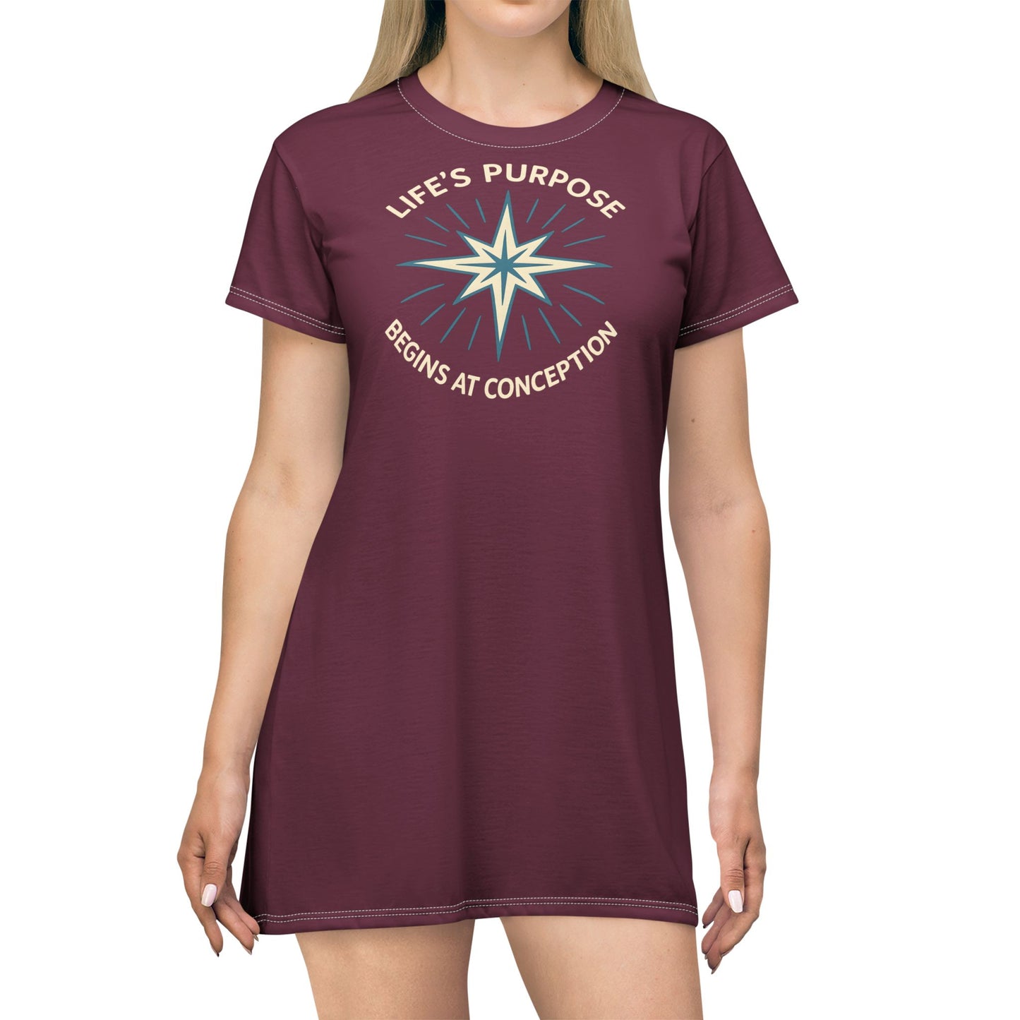 "Life's Purpose Begins at Conception #01", T-Shirt Dress (Miriam the Prophetess)