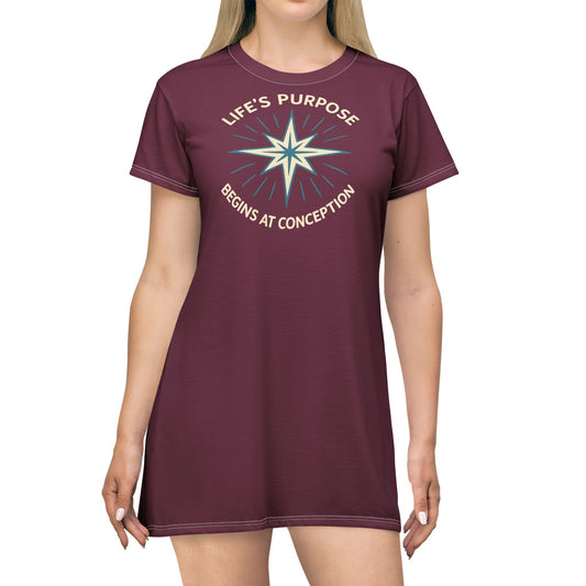 "Life's Purpose Begins at Conception #01", T-Shirt Dress (Miriam the Prophetess)