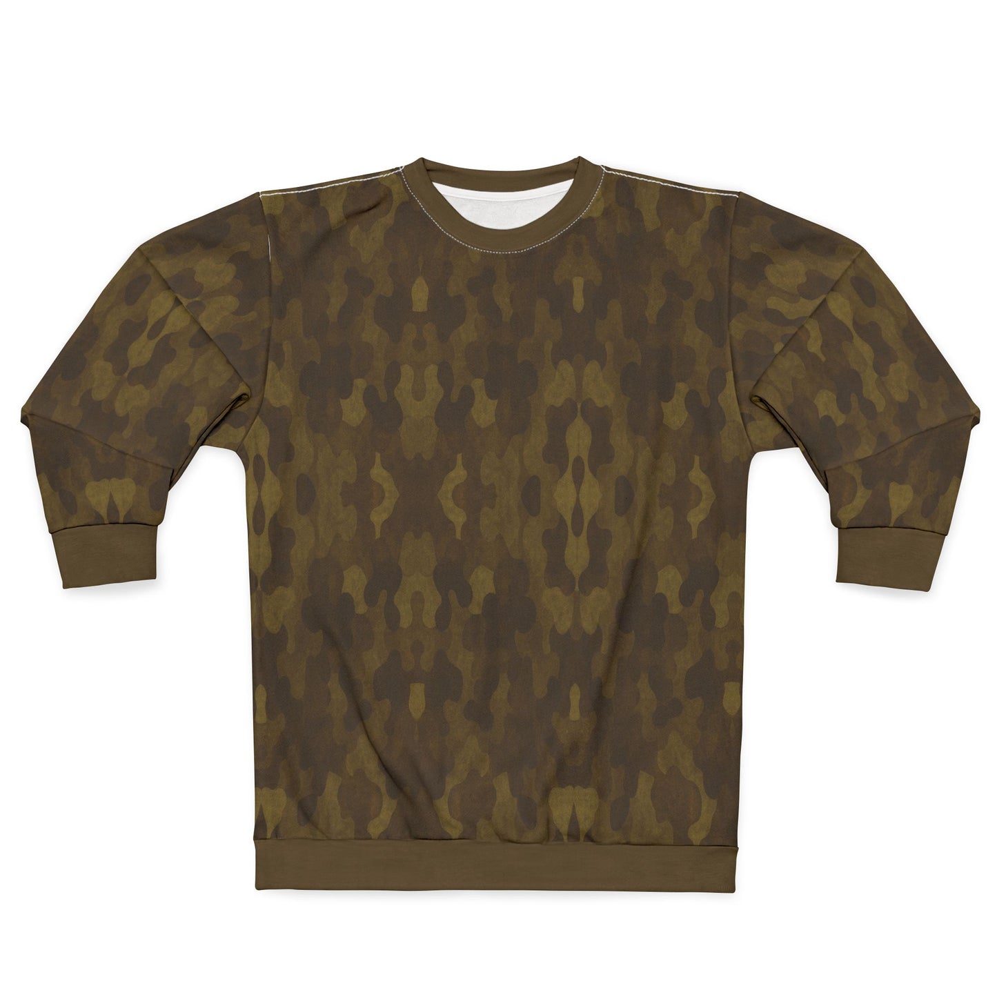 "Swamp Recon Camouflage", Unisex Sweatshirt (Cattail Bronze Cuffs and Collar)