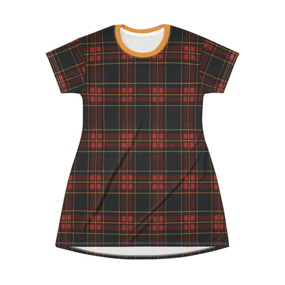 "Kilmor Gallóglach Tartan", T-Shirt Dress (Gallóglach Yellow Collar)