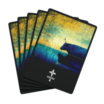 "Cattle Raid of Cooley" (Táin Bó Cúailnge), Fine Art Playing Cards (Void Black)