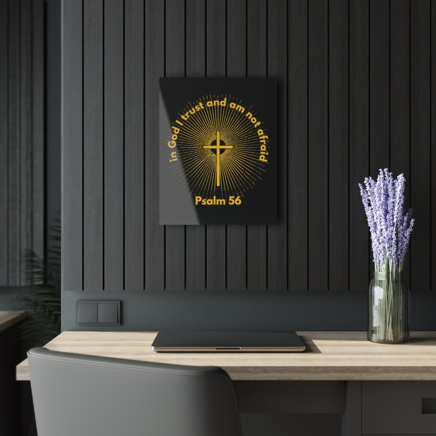 "Psalm 56", Acrylic Wall Print (French Cleat Hanging) (Void Black)