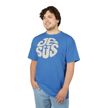 "Retro Jesus", Unisex T-shirt (Pop Cyan-Atlantic)