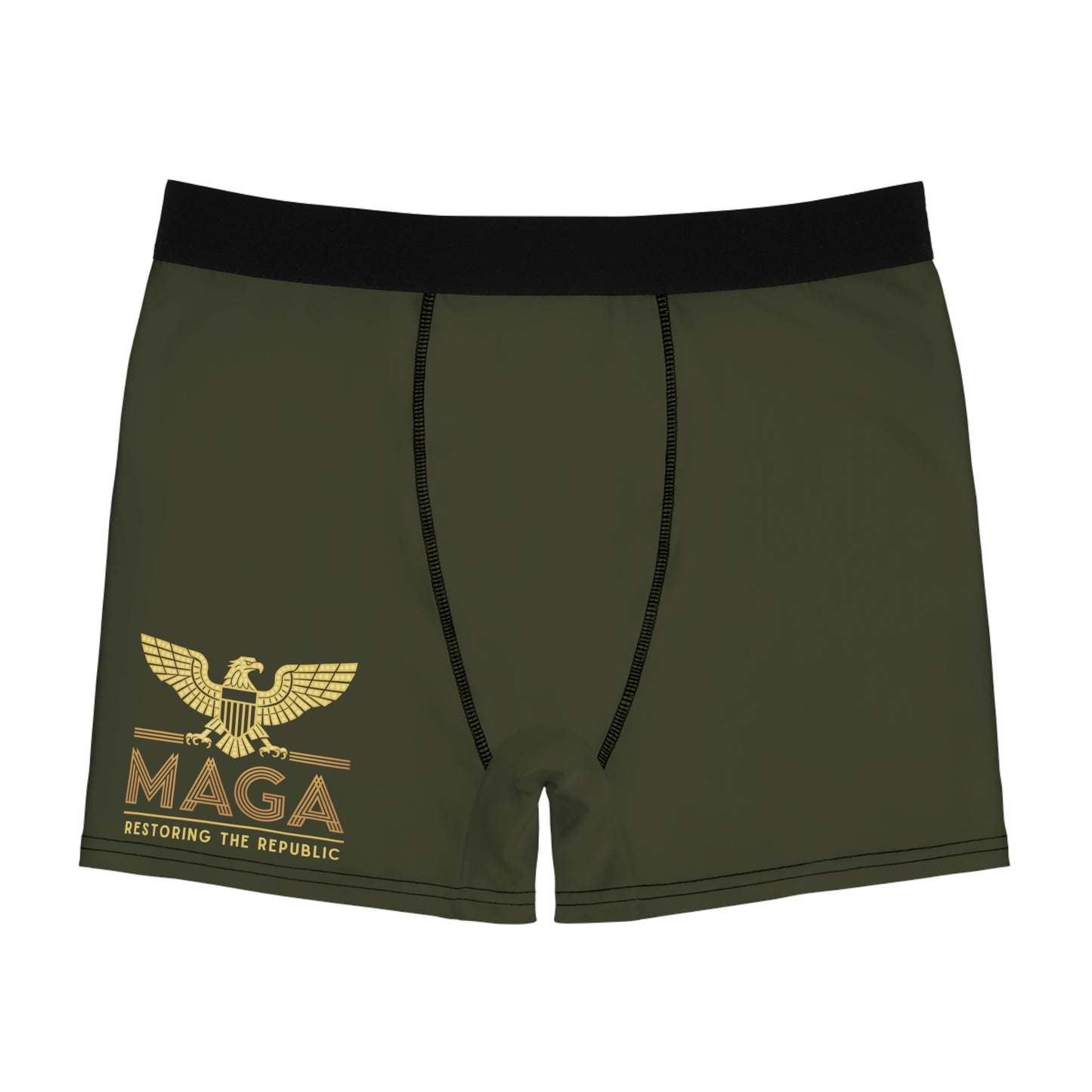 "MAGA - Restoring the Republic", Men's Boxer Briefs (Dark Olive Green)