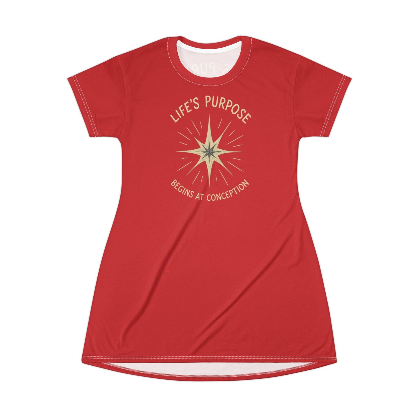 "Life's Purpose Begins at Conception #02", T-Shirt Dress (Blood Orange)