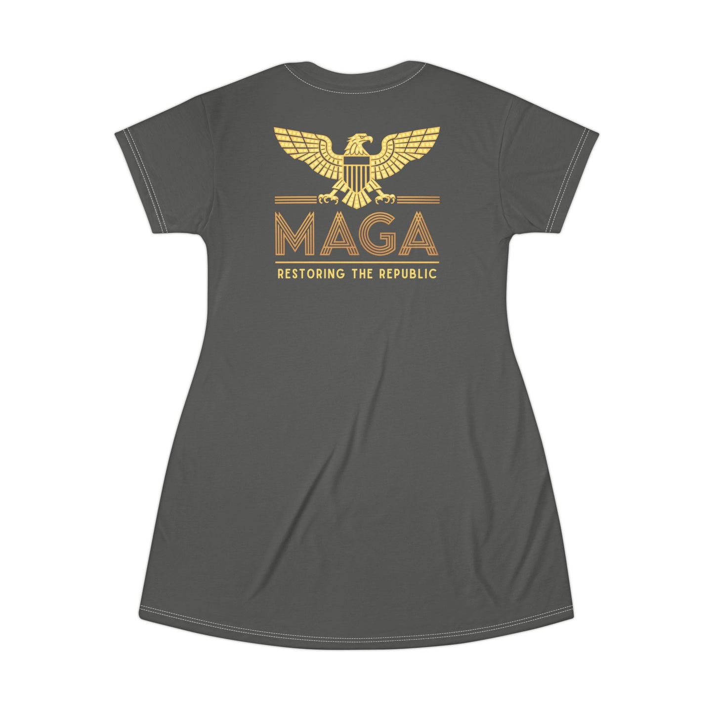 "MAGA - Restoring the Republic", T-Shirt Dress (Panzer Grey)