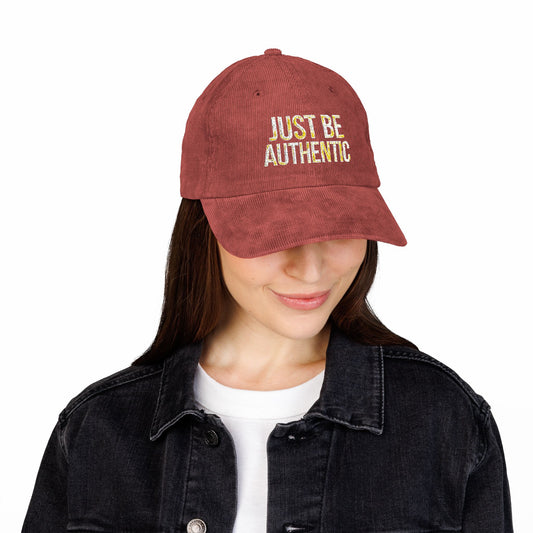 "Just Be Authentic", Vintage Corduroy Cap (Embroidery)