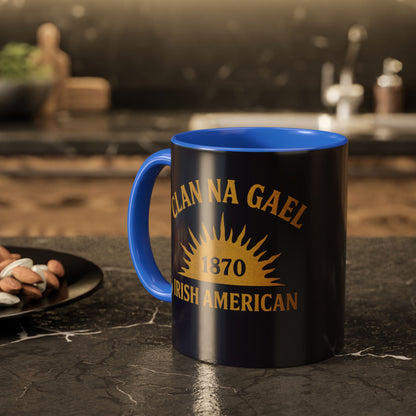 "Clan na Gael - Irish American", Colorful Mugs (11oz, 15oz) (Black Rock Blue)