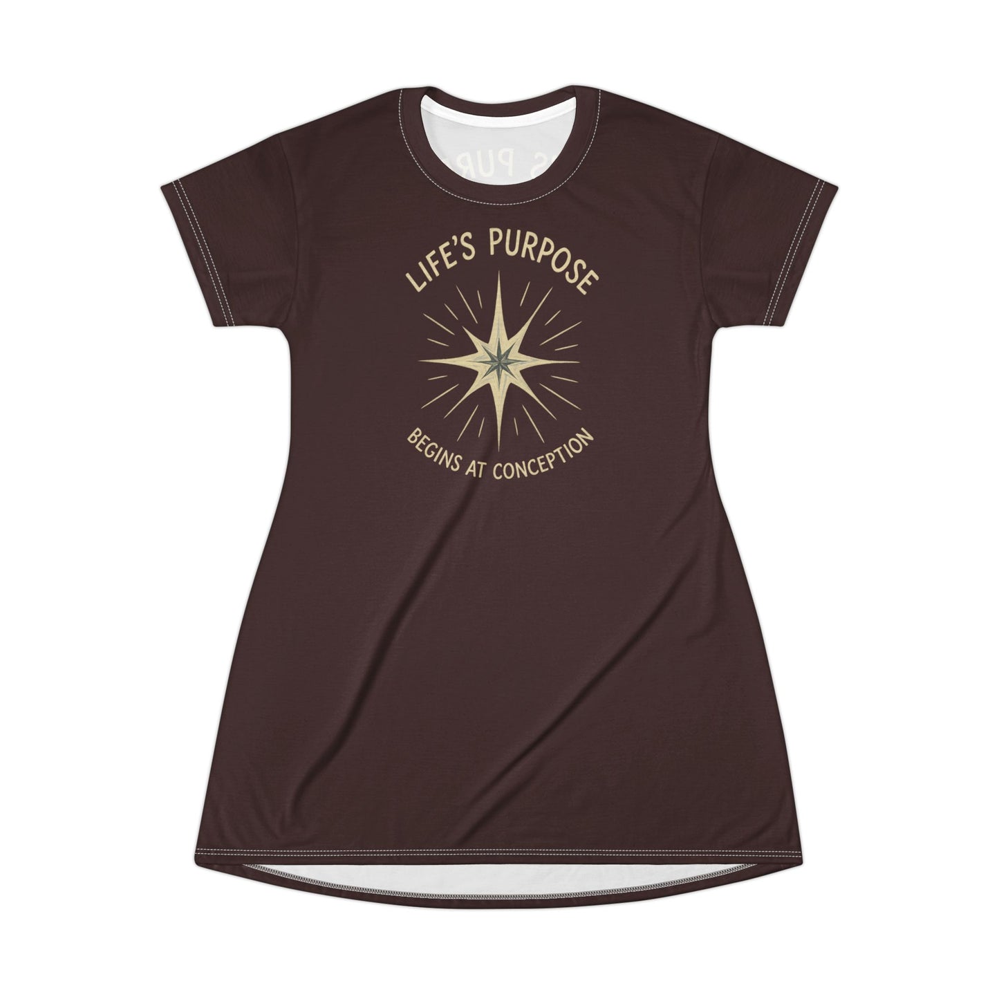 "Life's Purpose Begins at Conception #02", T-Shirt Dress (Irish Sienna)
