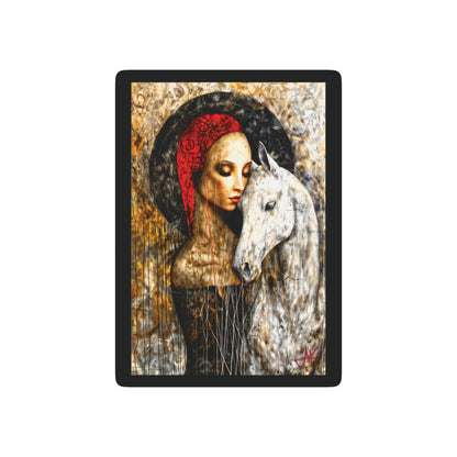 "In My Abscence, God Protect My Sacred Wife", Christian Fine Art Poker Playing Cards (Void Black)