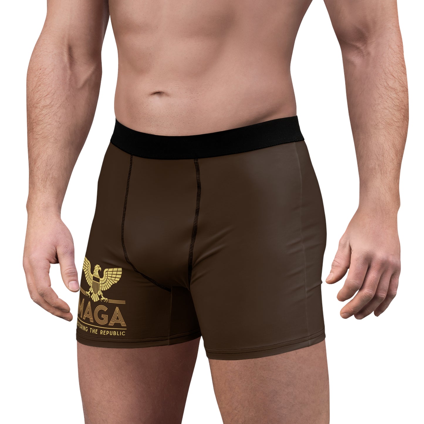 "MAGA - Restoring the Republic", Men's Boxer Briefs (Dark Chocolate Brown)