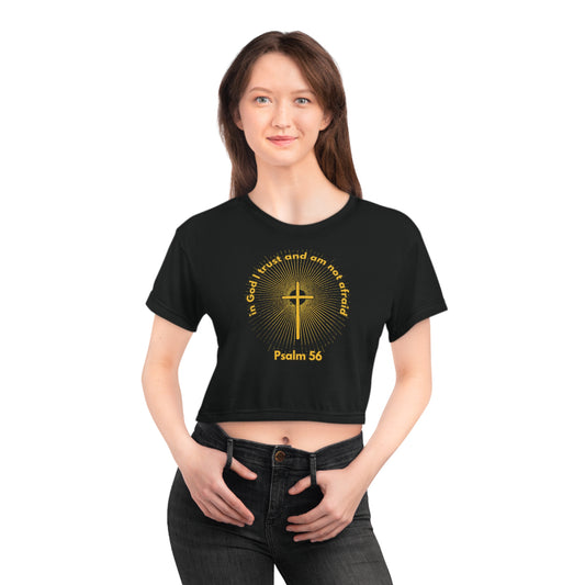 "Psalm 56 - In God I Trust and Am Not Afraid", Crop Tee (Void Black)