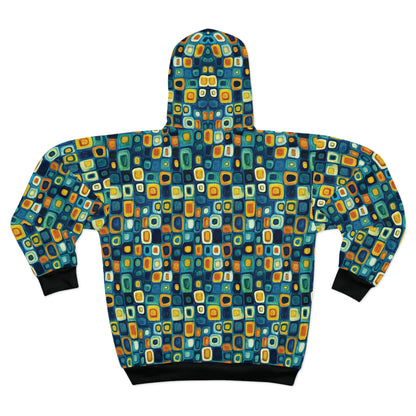 "Soul Mosaic", Unisex Wearable Art Zip Hoodie (Void Black Cuffs & Waistband)