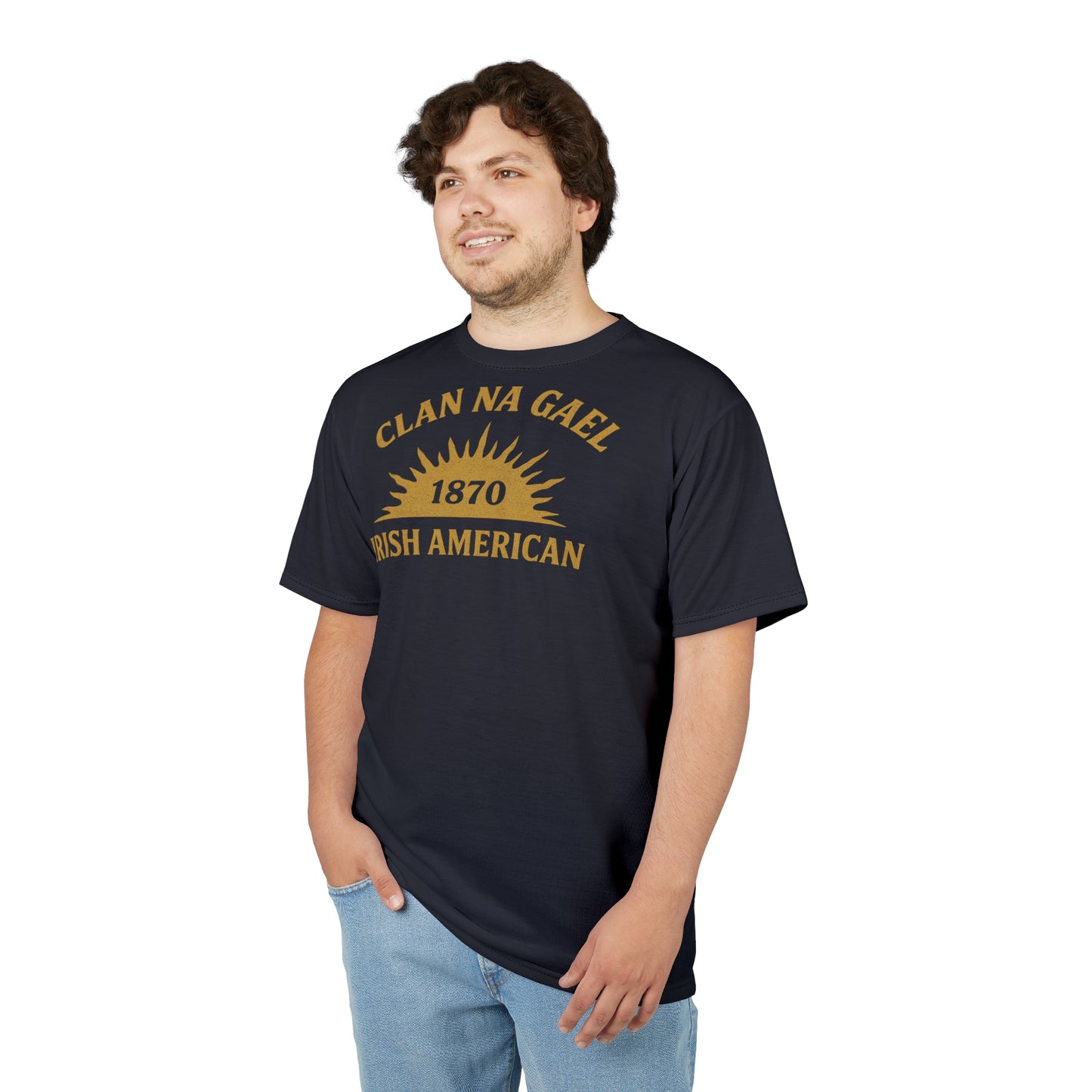 "Clan na Gael - Irish American", Unisex T-shirt (Black Denim)