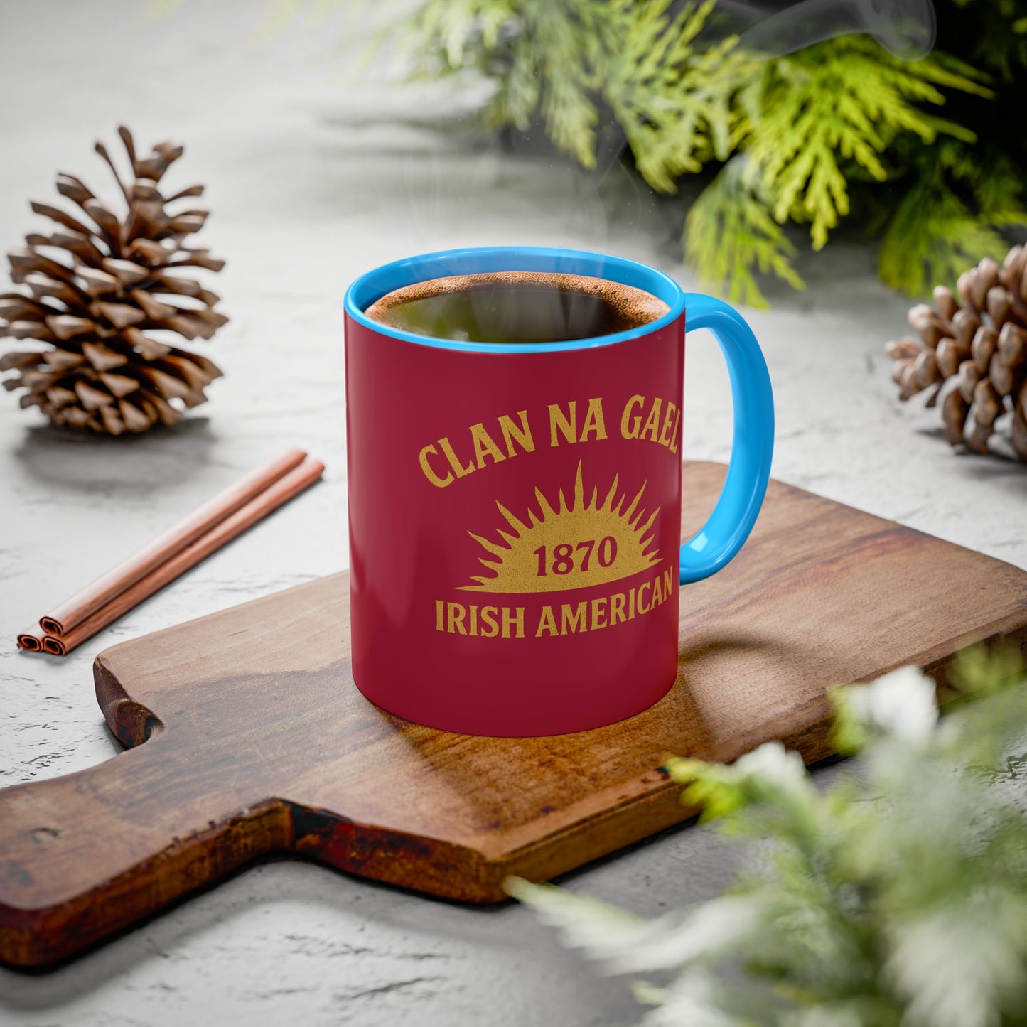 "Clan na Gael - Irish American", Colorful Mugs (11oz, 15oz) (Fénechas Red)