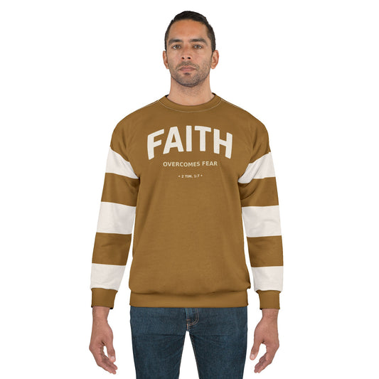 "Faith Overcomes Fear", Unisex Sweatshirt (Golden Brown)