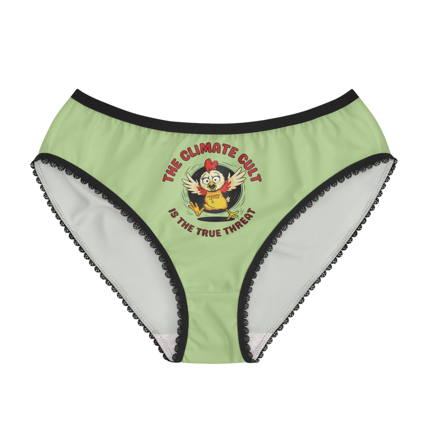 "The Climate Cult" (Chicken Little), Women's Briefs (Menthol Green)