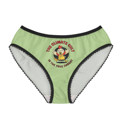 "The Climate Cult" (Chicken Little), Women's Briefs (Menthol Green)