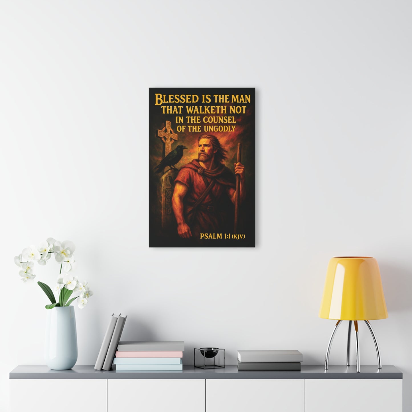 "Psalm 1:1 (KJV)", Acrylic Wall Prints (French Cleat Hanging) (Peatshadow Black)