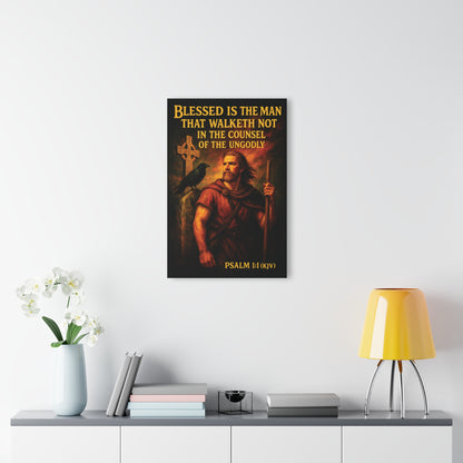"Psalm 1:1 (KJV)", Acrylic Wall Prints (French Cleat Hanging) (Peatshadow Black)