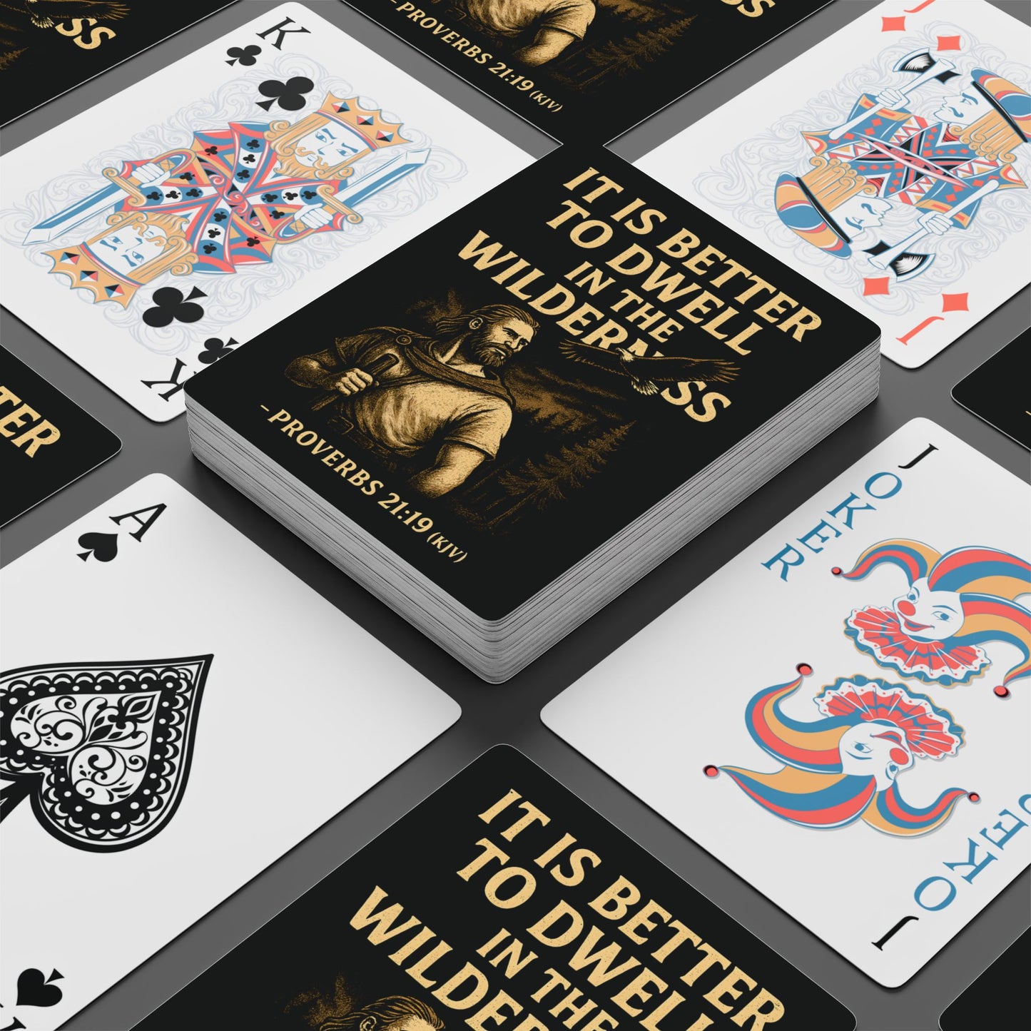 "Proverbs 21:19 (KJV)", Retro Playing Cards (Void Black)