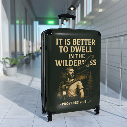 "Proverbs 21:19 (KJV), Suitcases (Dark Woodland Green)