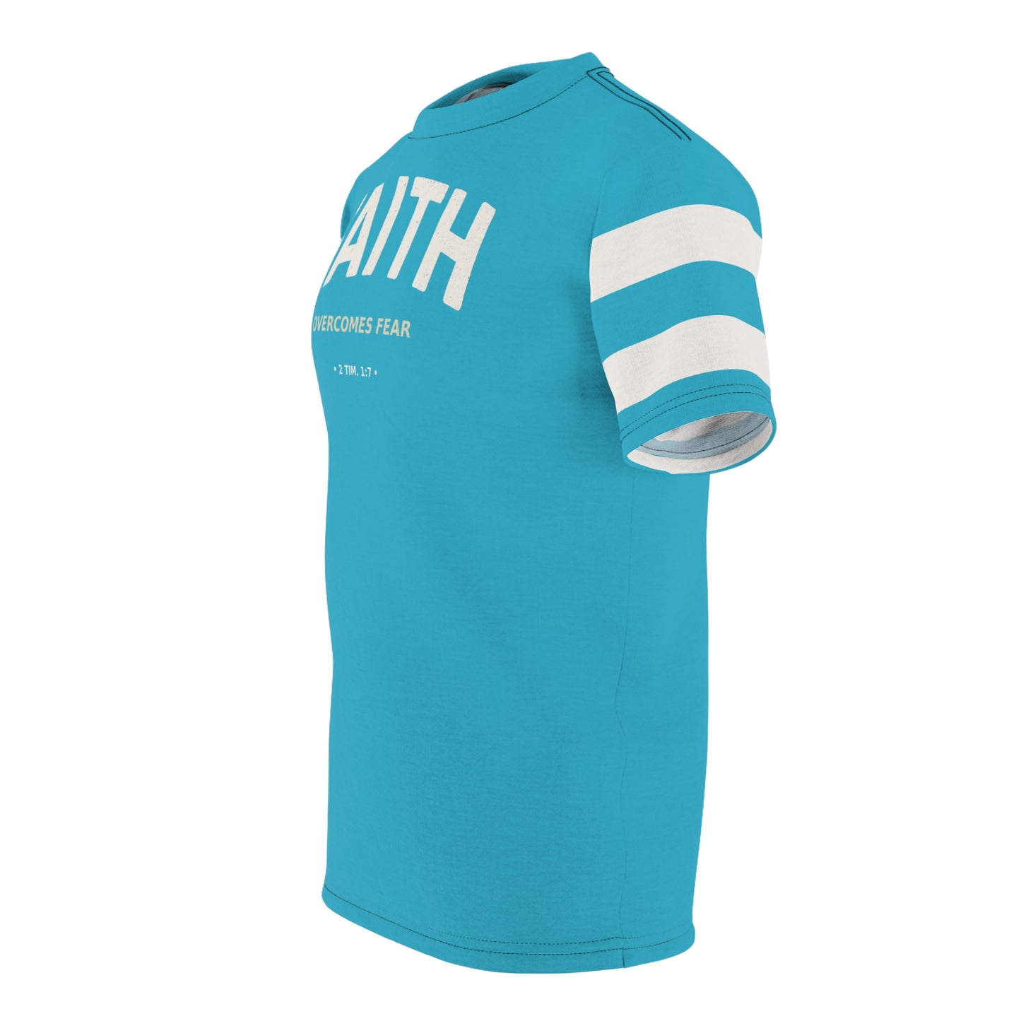"Faith Overcomes Fear", Unisex Tee (Minoan Blue)