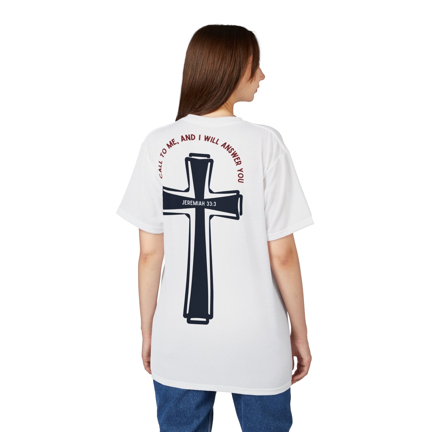 "Call to Me - Jeremiah 33:3" #01, Unisex Tee (Linen White)