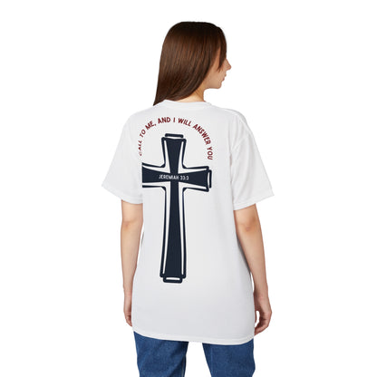 "Call to Me - Jeremiah 33:3" #01, Unisex Tee (Linen White)