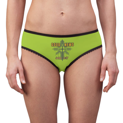 "Good News - John 3:17", Women's Briefs (Light Chartreuse)
