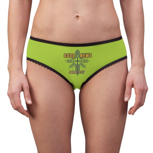 "Good News - John 3:17", Women's Briefs (Light Chartreuse)