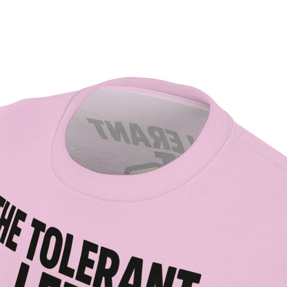 "The Tolerant Left", Unisex T-shirt (Abbey Veil Pink)